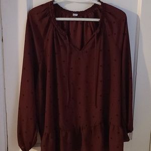 Navy polka dotted blouse